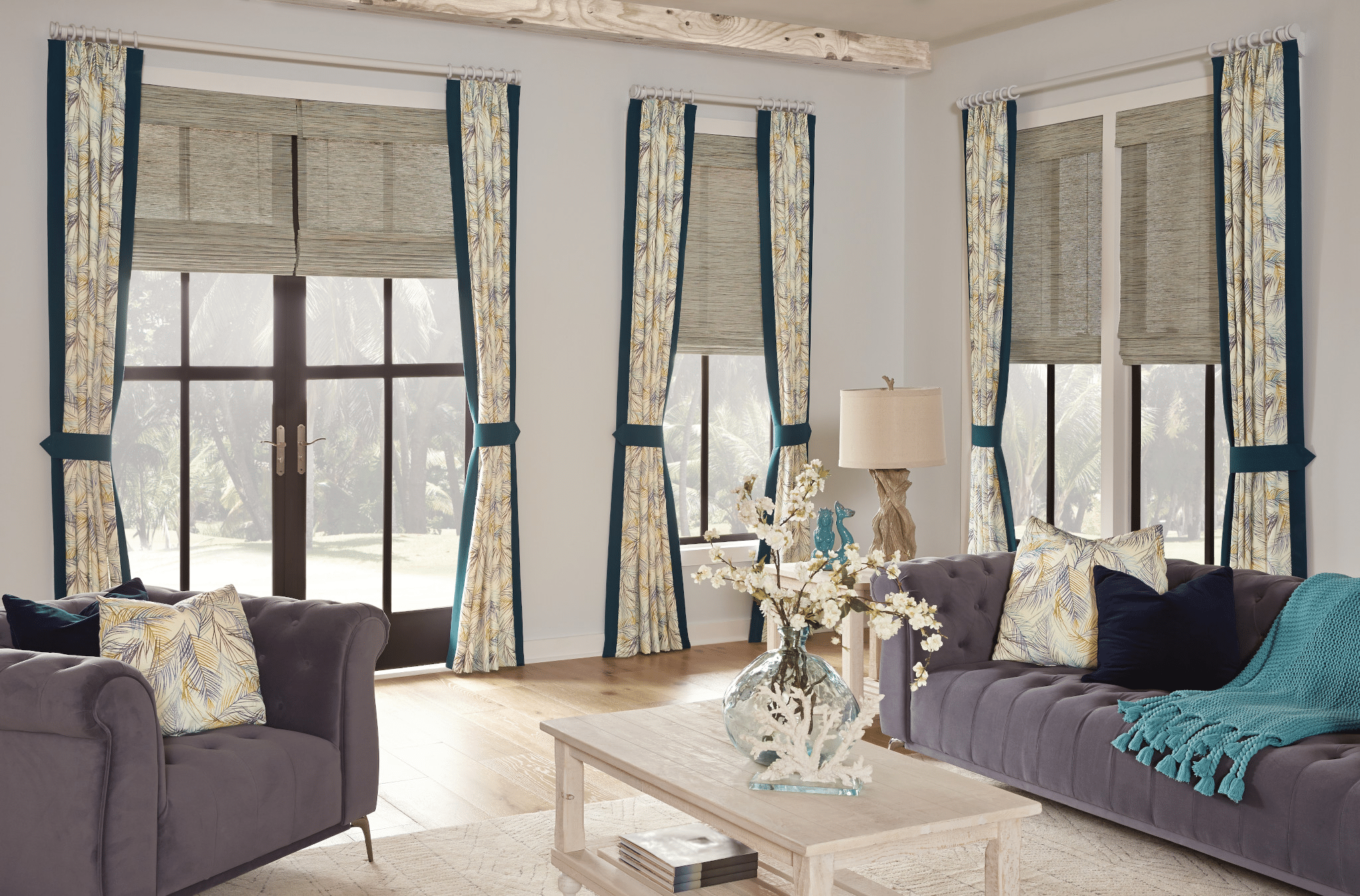 horizons roman shade beach drapery